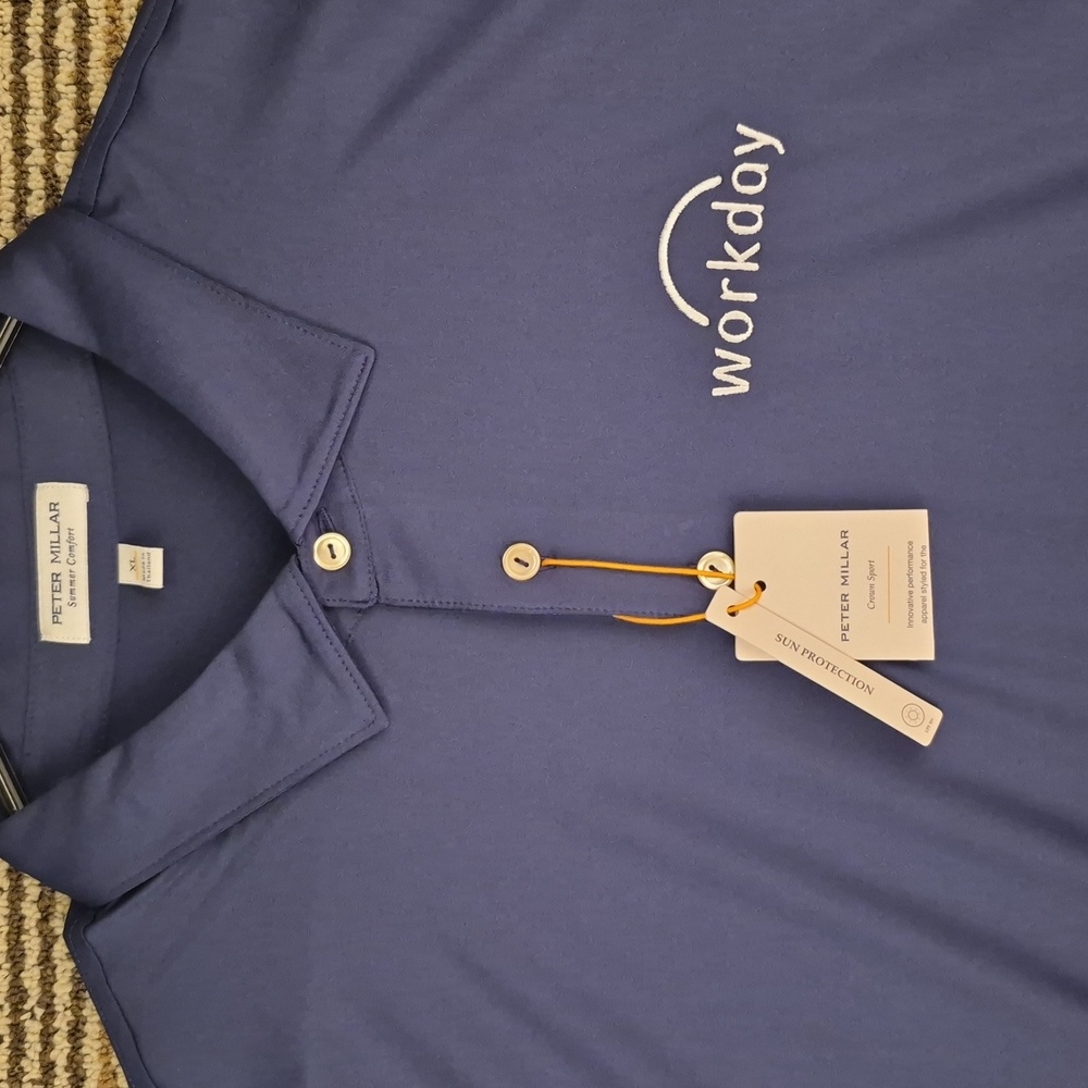 PETER MILLAR Summer Comfort Dark Navy Embroidered XL‎ Mens Polo Shirt NEW